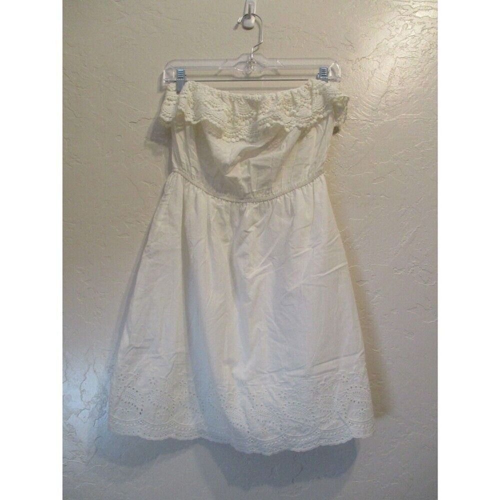 Charlotte Russe Womens Sz M Boho Tube Top White Mini Dress Lace Bridal Country